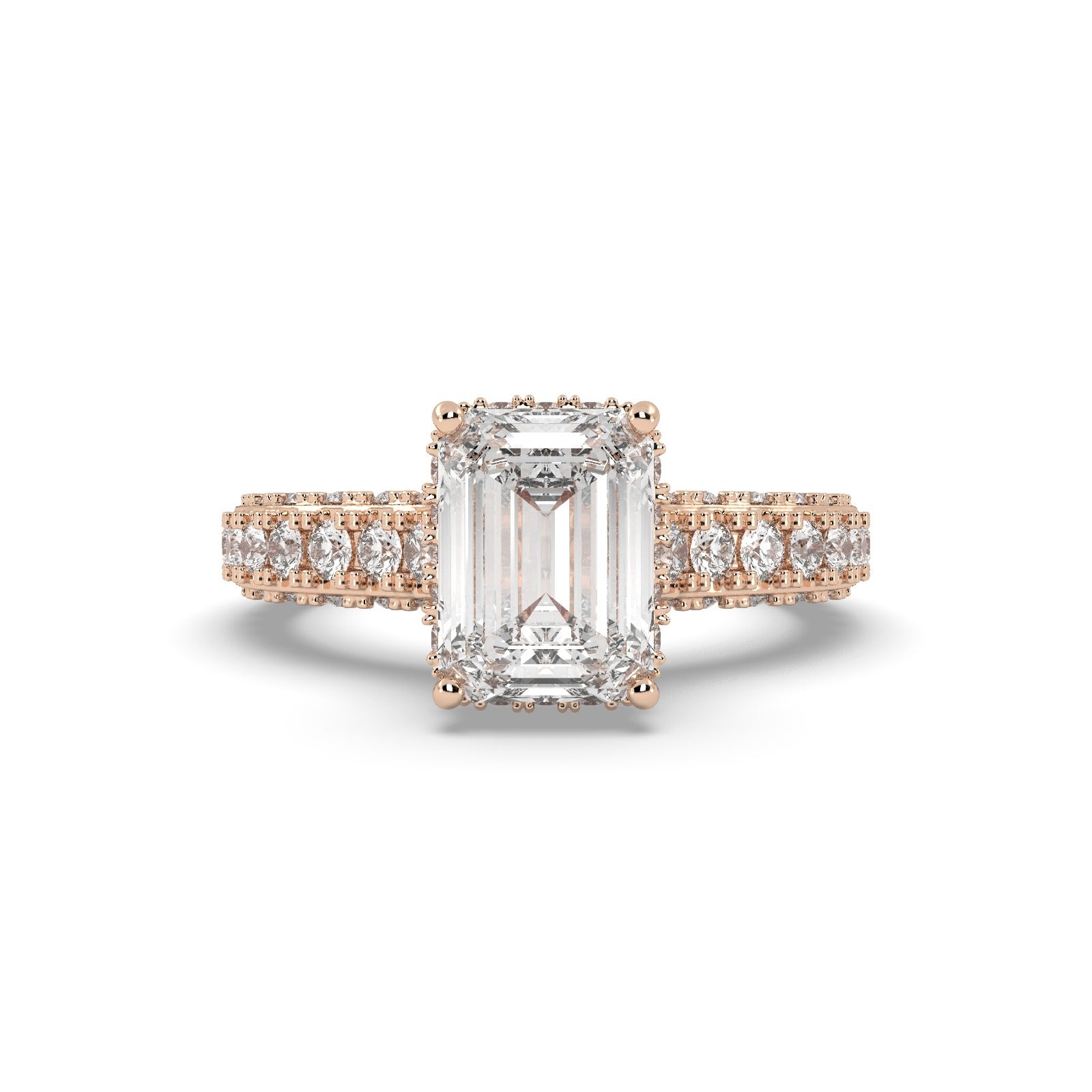 Rose Gold Studded 2.83 Carat Lab Grown Diamond Ring-F Color VS2 Clarity.